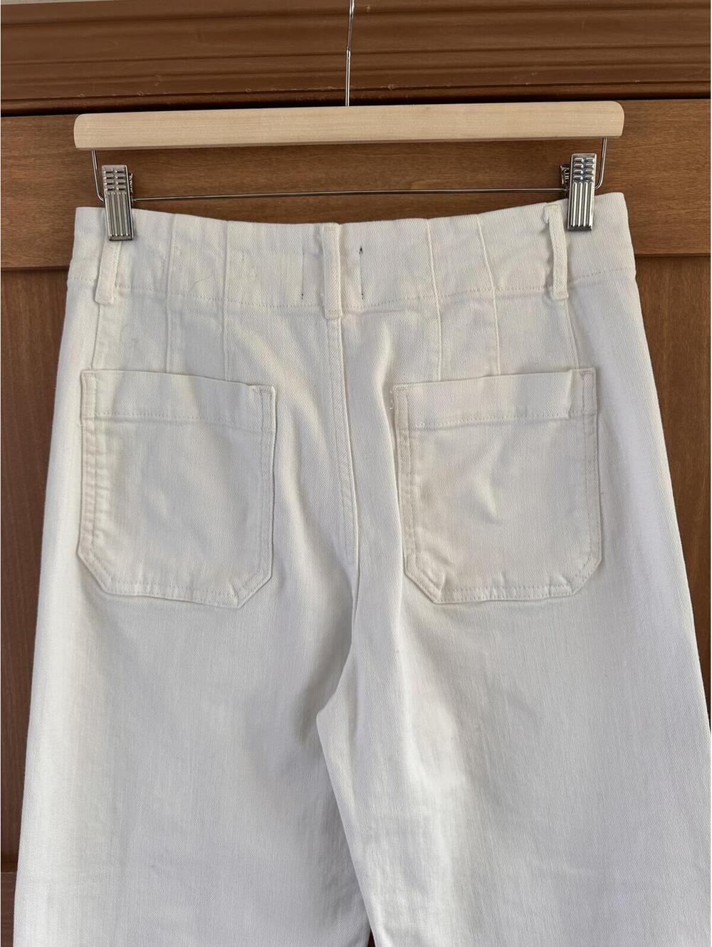 Anthropologie Maeve The Colette Cropped High Rise Wide Leg Jeans White Women 29 - Picture 6 of 14